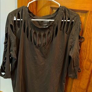 Torrid Olive Distressed Top